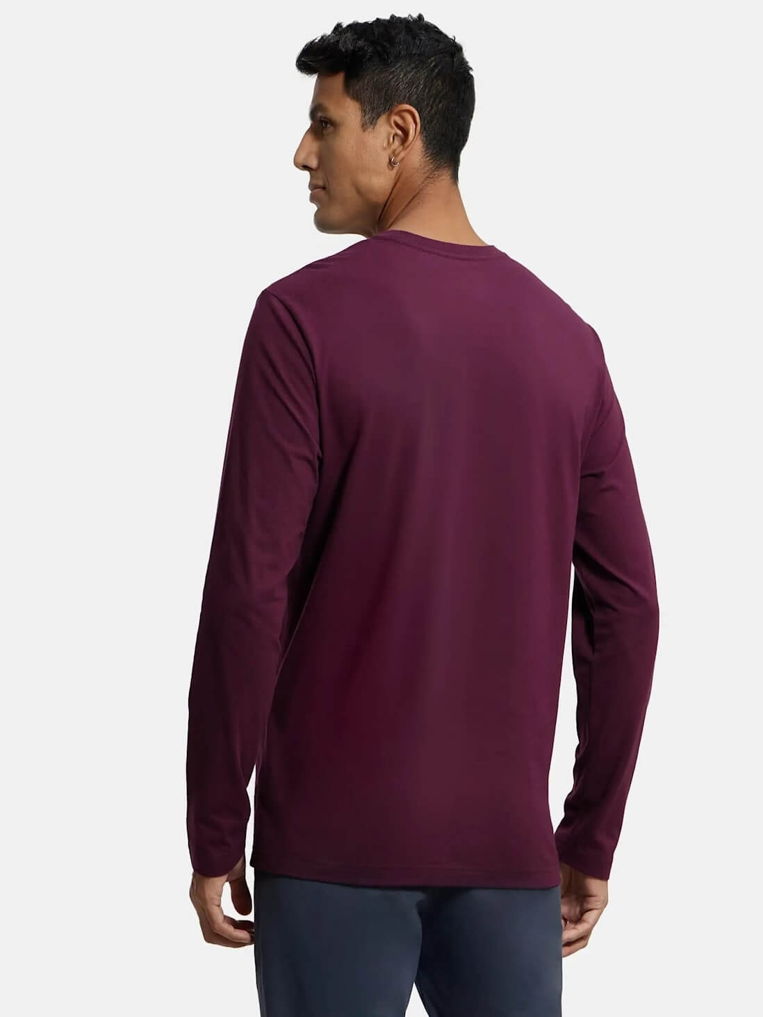 Jockey Wine Full Sleeve T-Shirt for Men #AM95