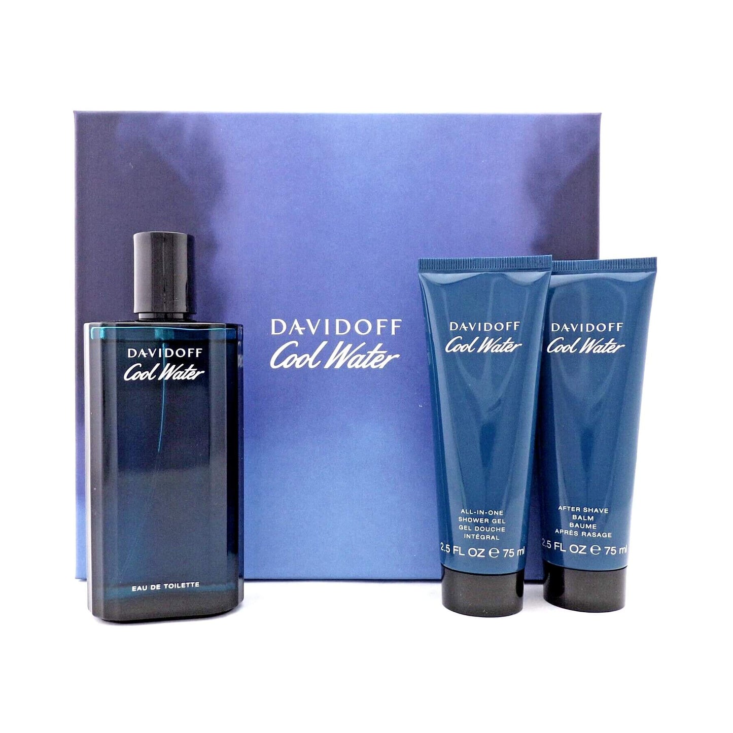 davidoff cool water giftset for men contains 125ml edt + 75ml shower gel + 75ml after shave balm