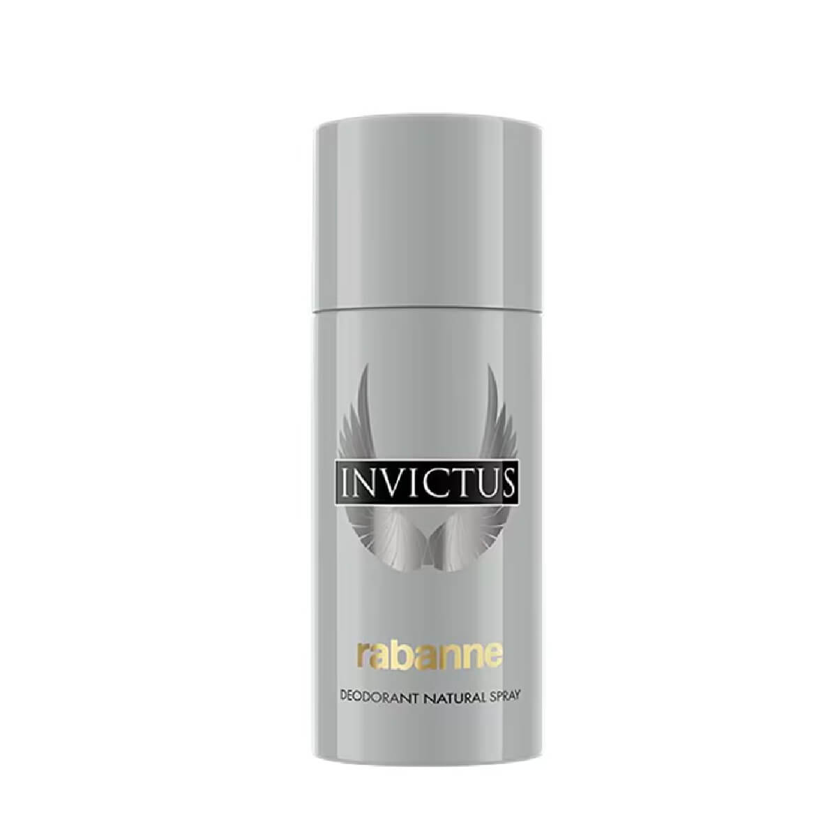 Invictus Rabanne deodorant spray can on a white background