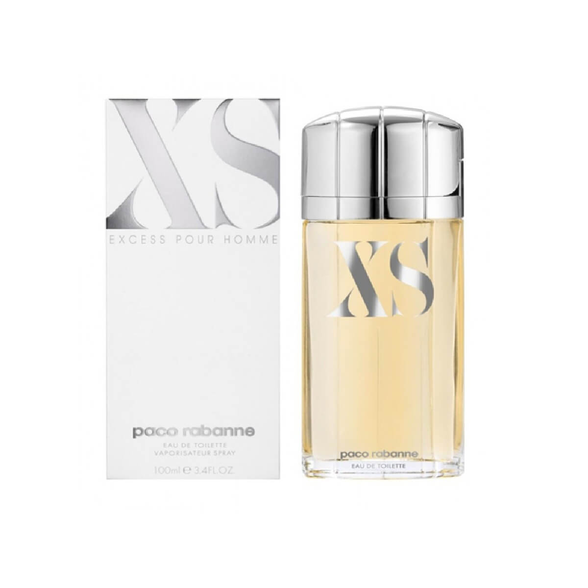 Paco Rabanne XS Eau de Toilette bottle and packaging on a white background