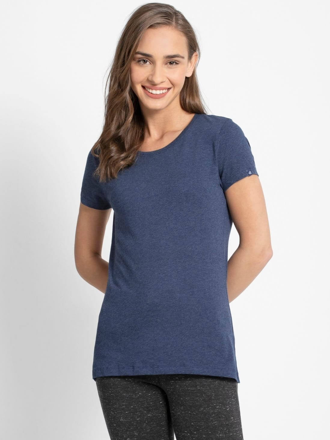 Jockey Medeival Blue Round Neck T Shirt for Women 1515 Route2Fashion