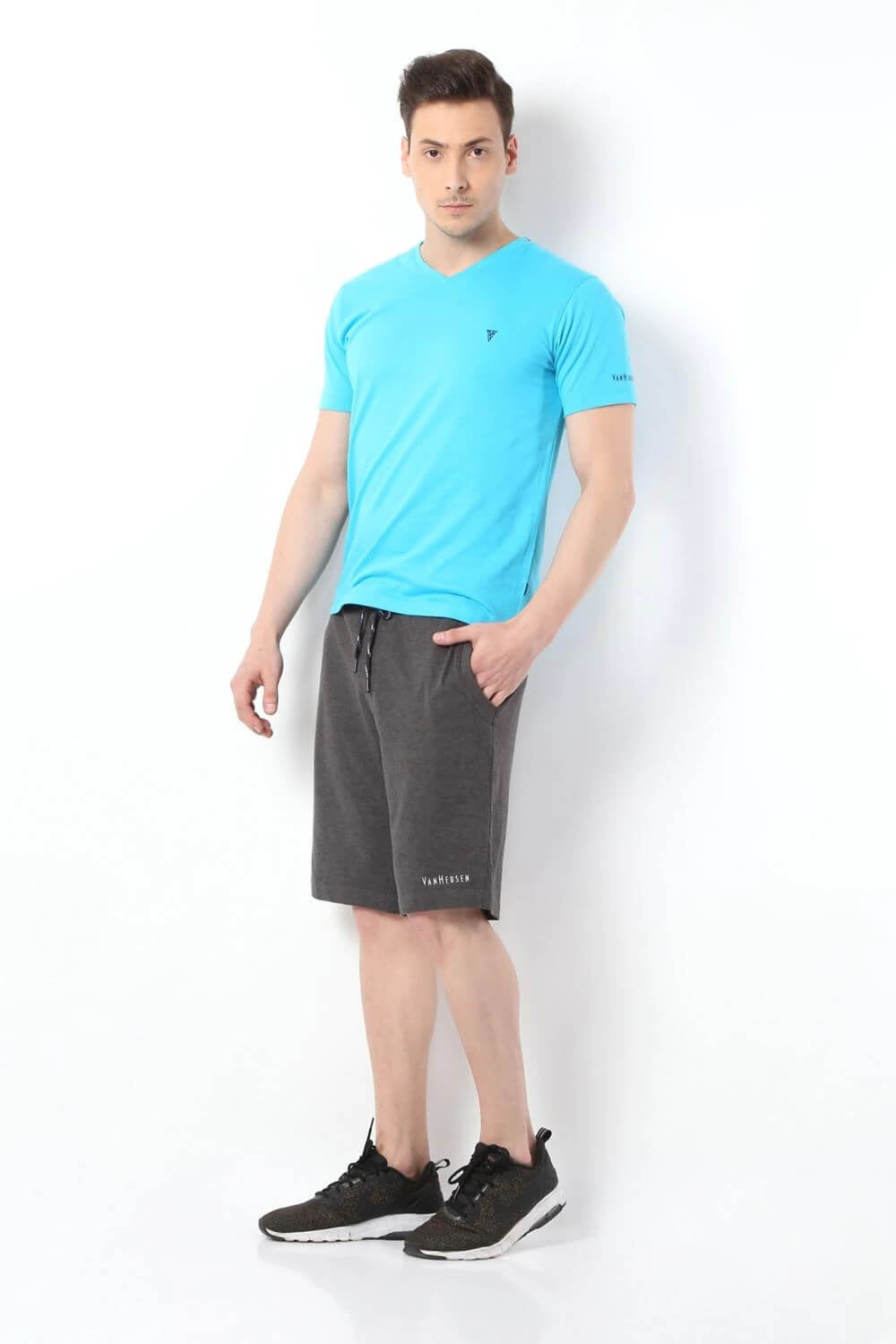 Van Heusen Charcoal Knit Shorts for Men #50001