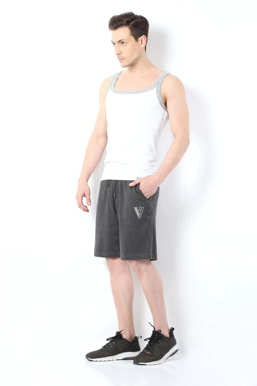 Van Heusen Charcoal Knit Shorts for Men #50002