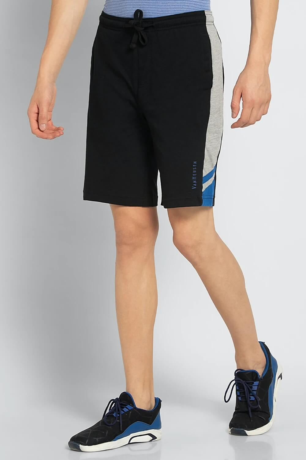 Van Heusen Black Knit Shorts for Men #50006