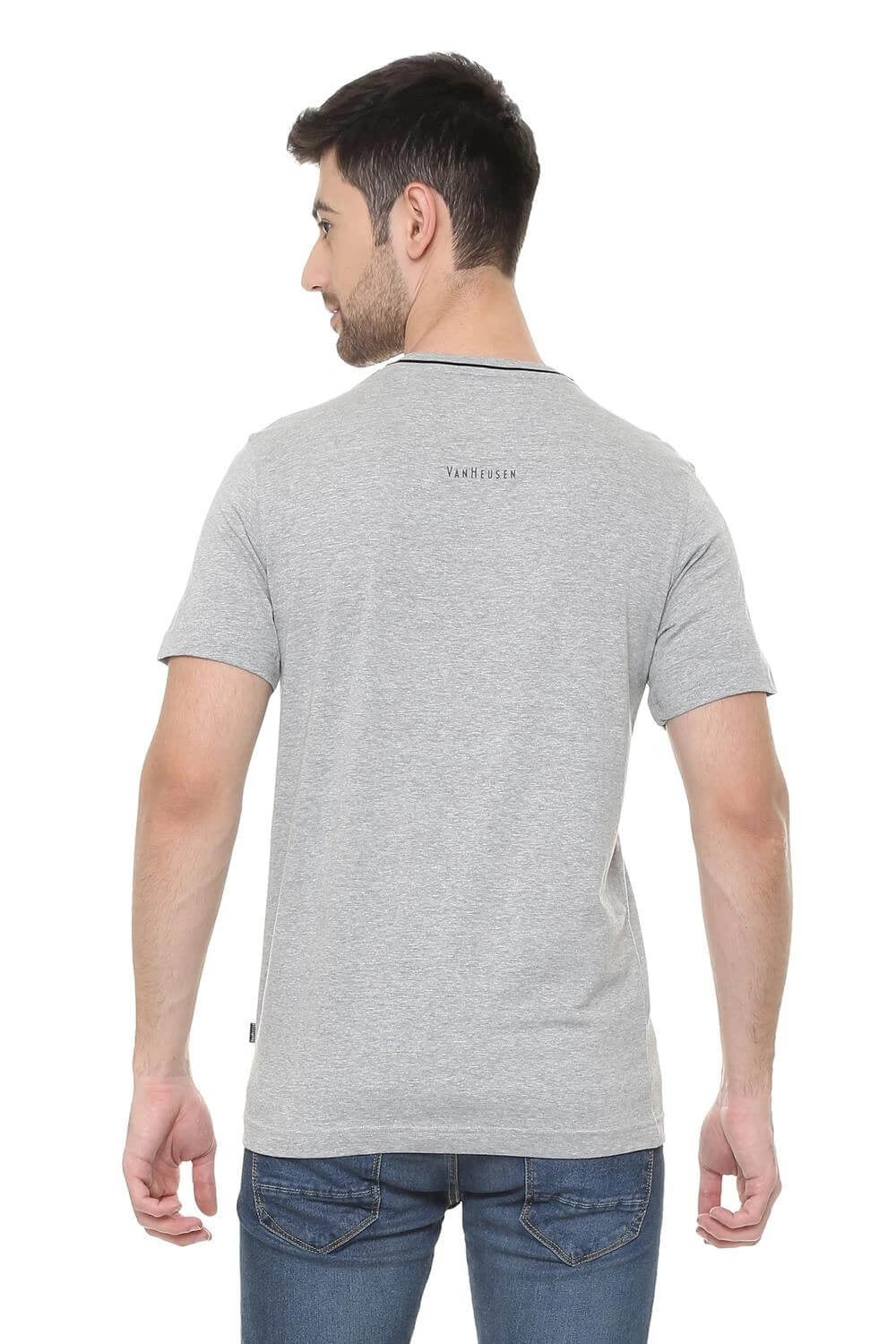 Van Heusen Grey Melange Tshirt for Men #60021