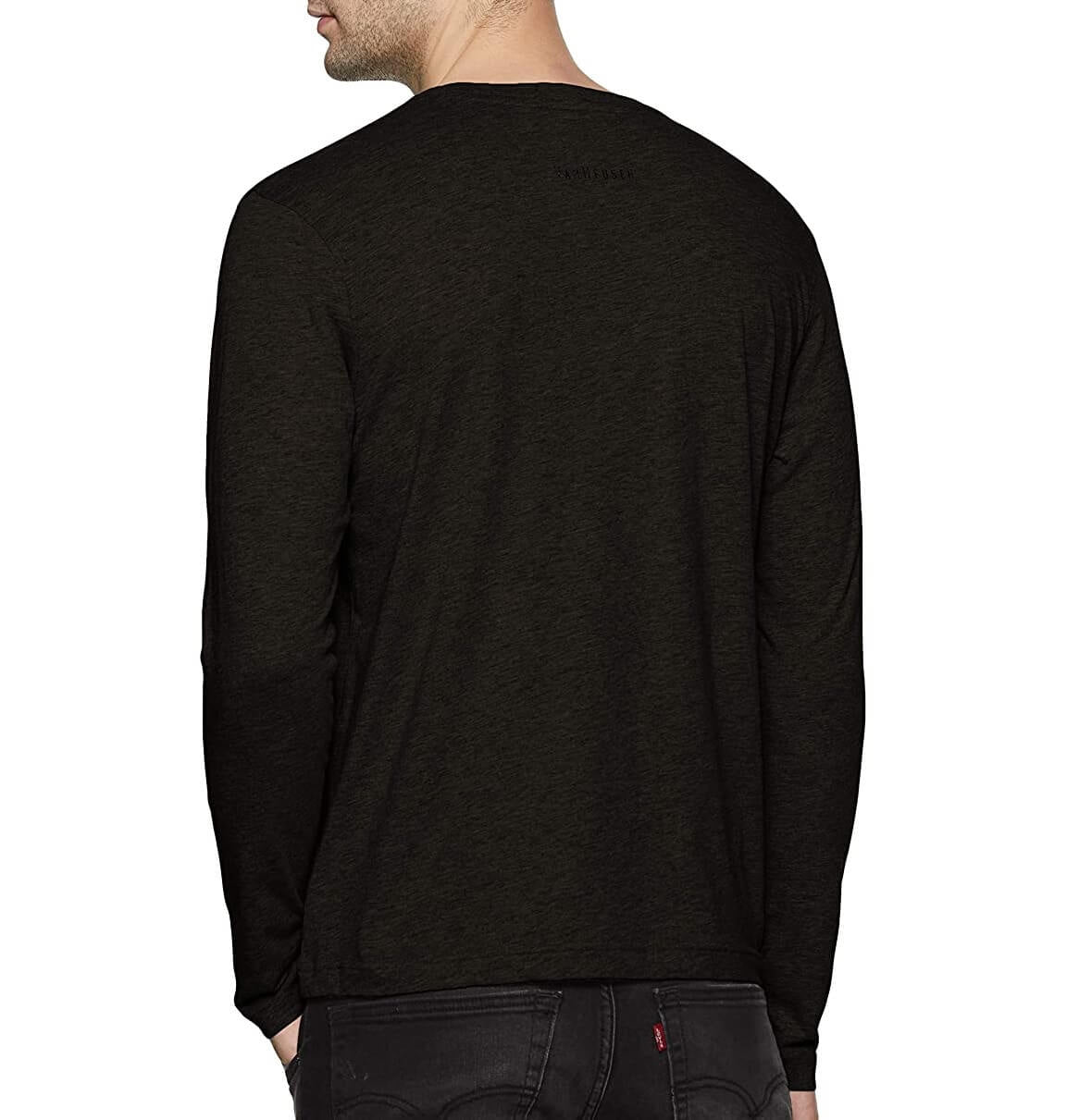 Van Heusen Charcoal Round Neck Full Sleeve T-Shirt for Men #60037