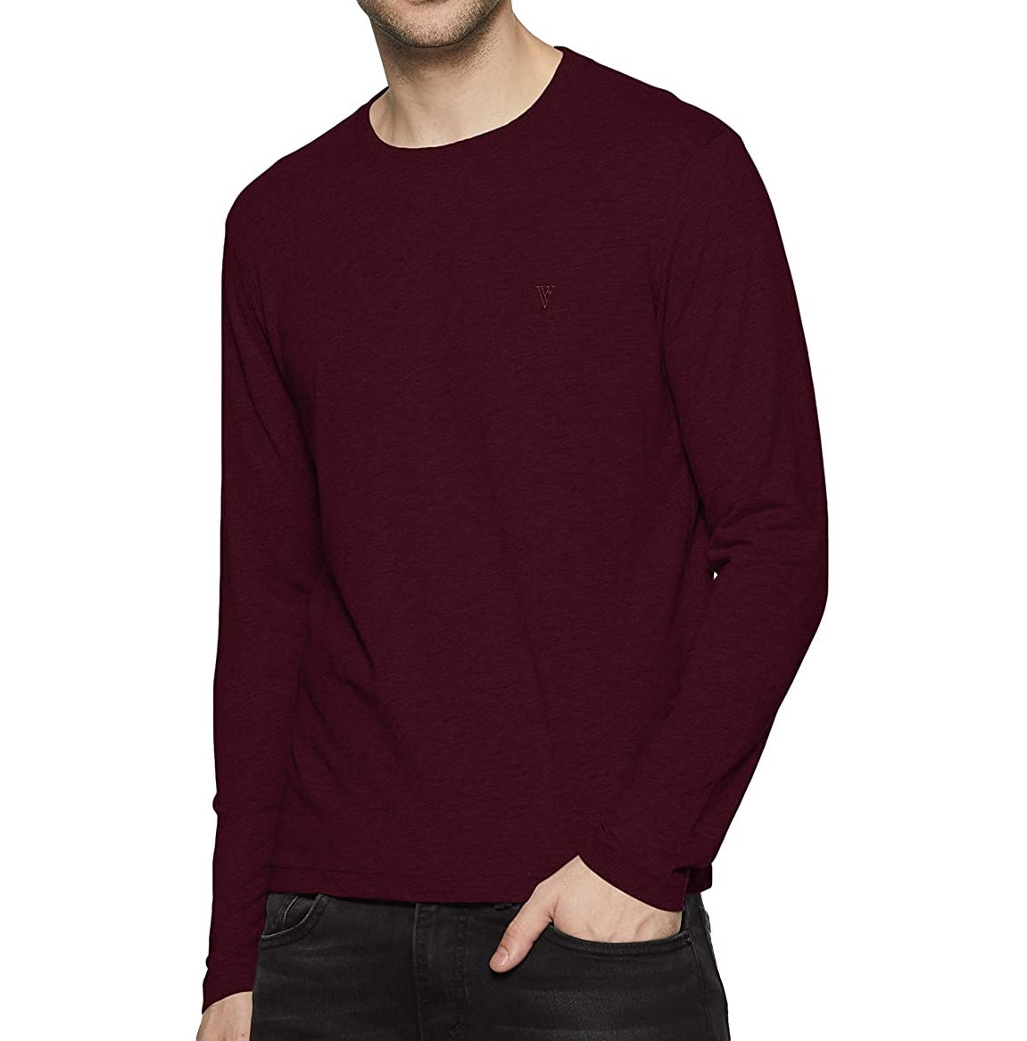 Buy Van Heusen Wine Round Neck Full Sleeve T-Shirt for Men 60037 Online Route2Fashion