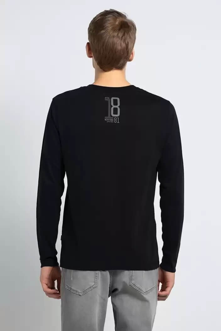 Van Heusen Black Round Neck Full Sleeve T-Shirt for Men #60078