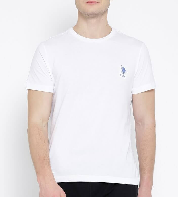 U S Polo Assn White Crew Neck Tee for Men #I633