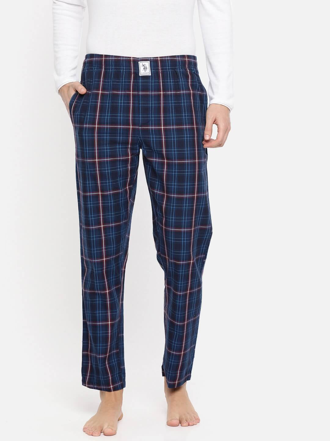 U S Polo Assn Navy Check Lounge Pants #I659.