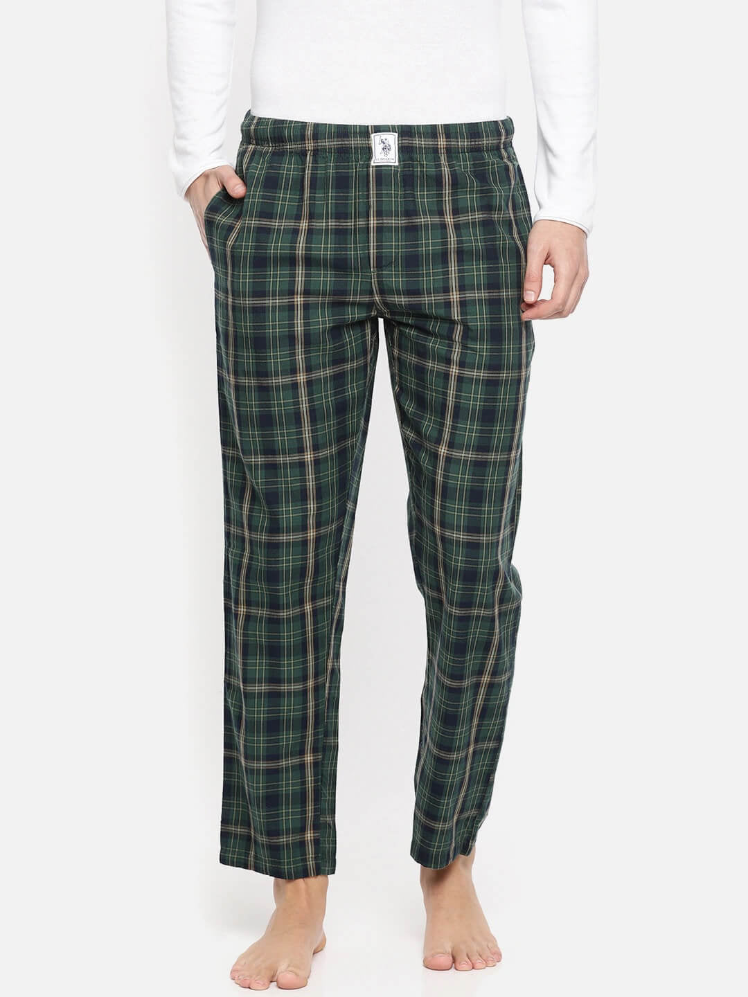 U S Polo Assn Green Check Lounge Pants #I659
