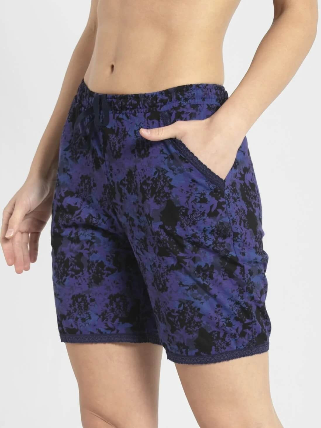 Jockey Navy Print Shorts for Women #RX10