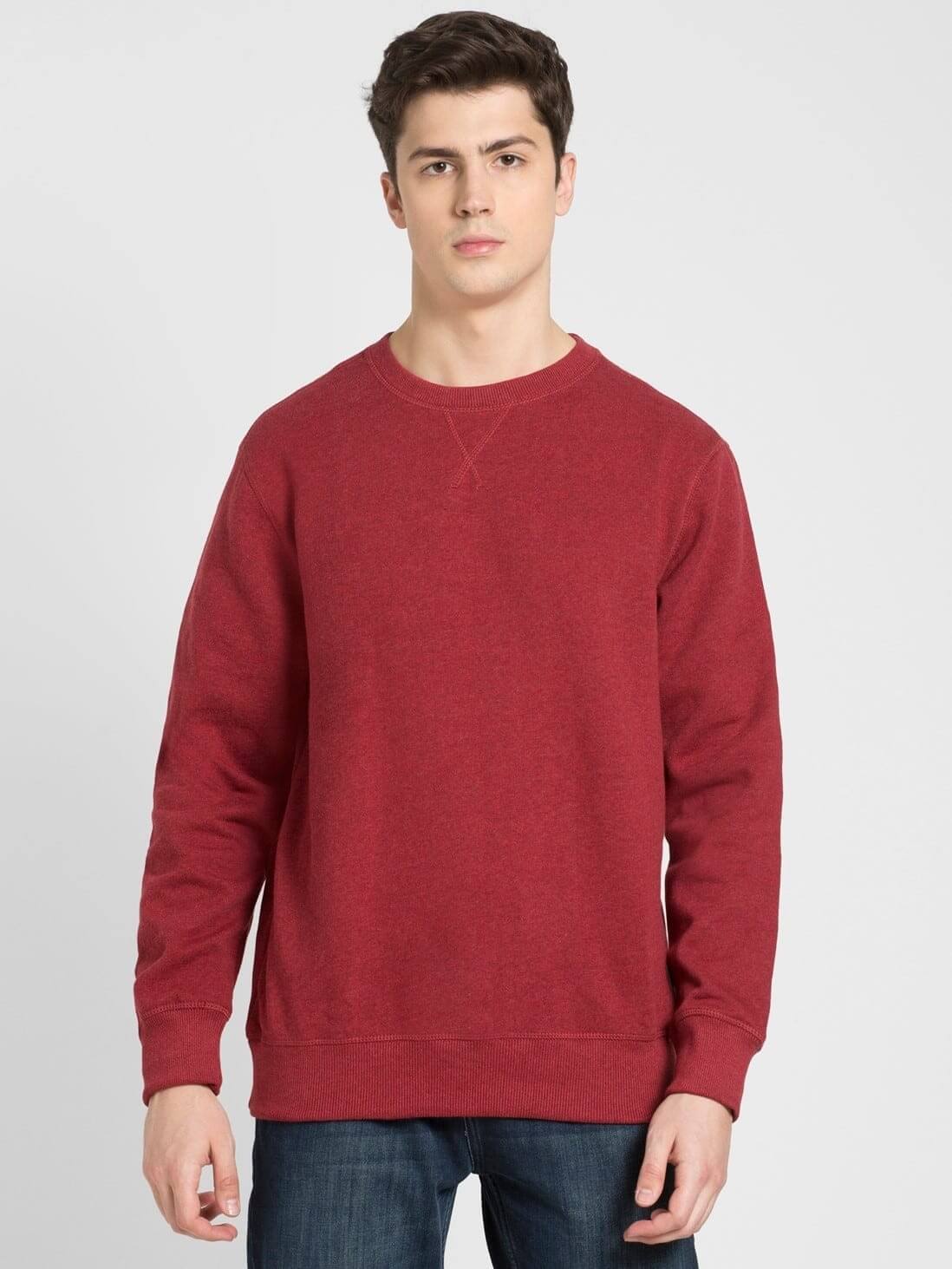 Jockey Red Melange Sweatshirt for Men US92 Route2Fashion