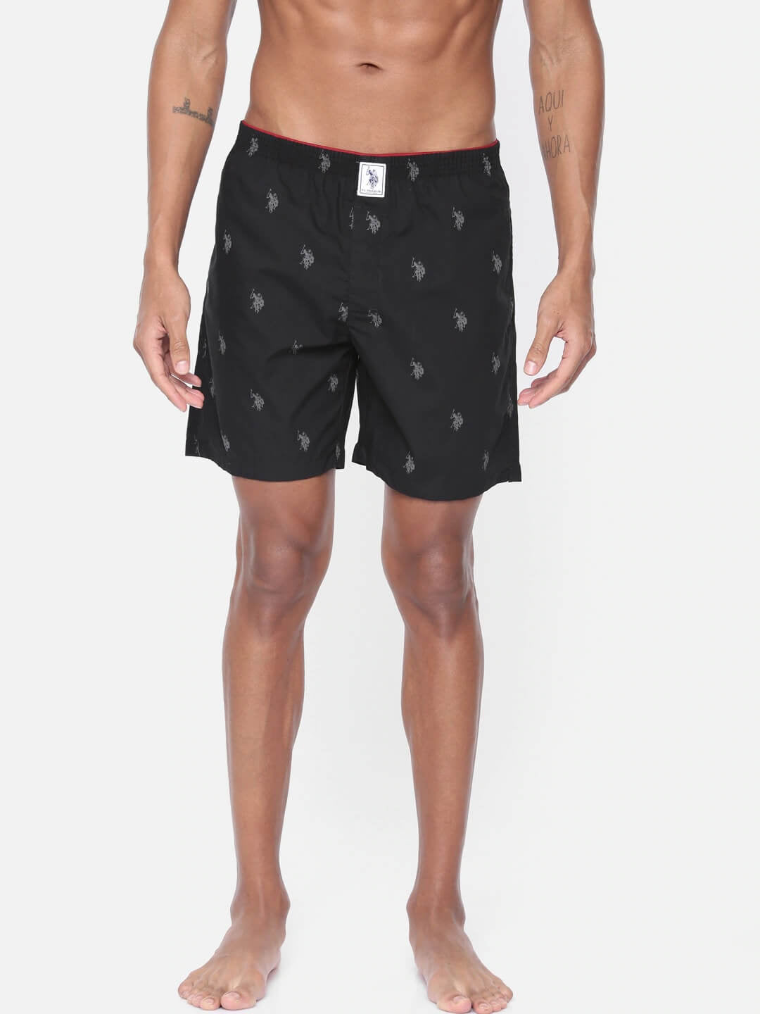 U S Polo Assn Black Printed Cotton Boxer for Men #I021