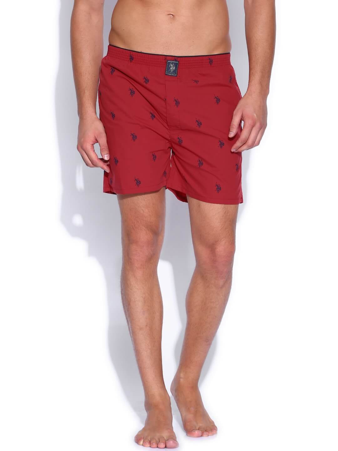 U S Polo Assn Mahroon Printed Cotton Boxer for Men #I021