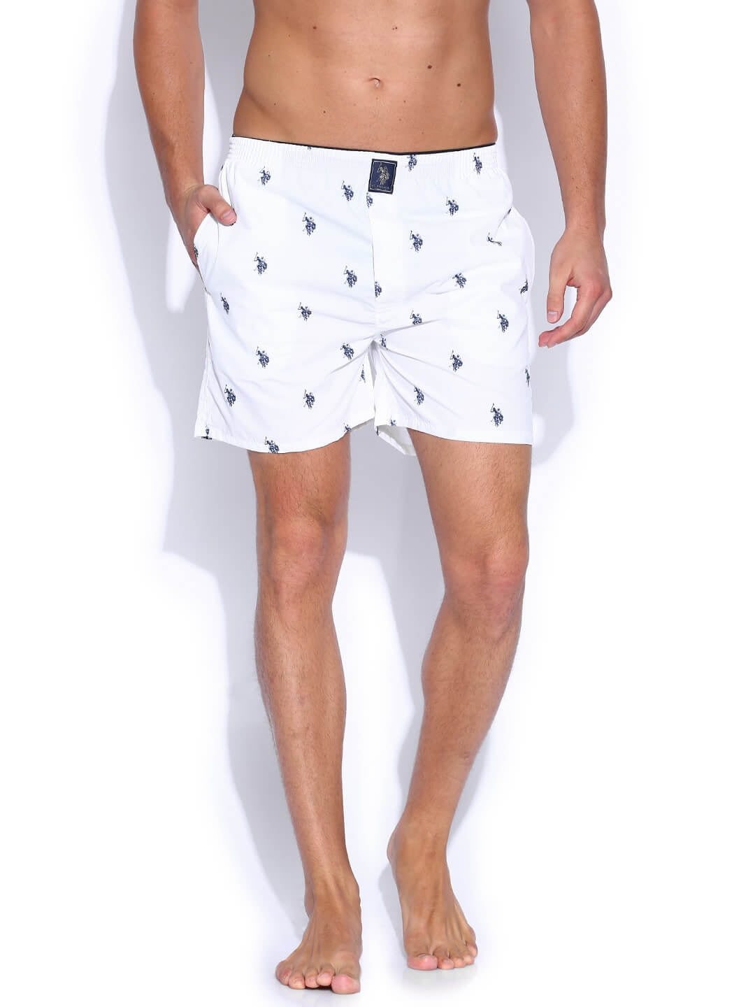 U S Polo Assn White Printed Cotton Boxer for Men #I021