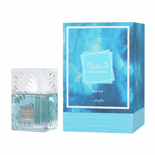 lattafa khamrah waha box and bottle