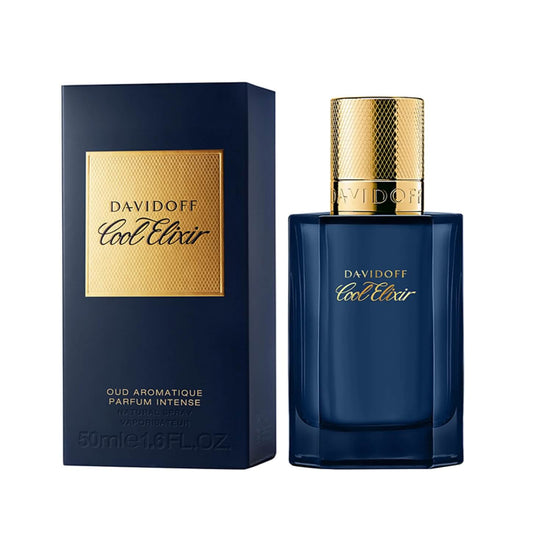 Davidoff Cool Elixir perfume bottle and packaging on a white background