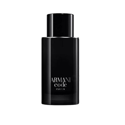 Black Armani Code perfume bottle on a white background