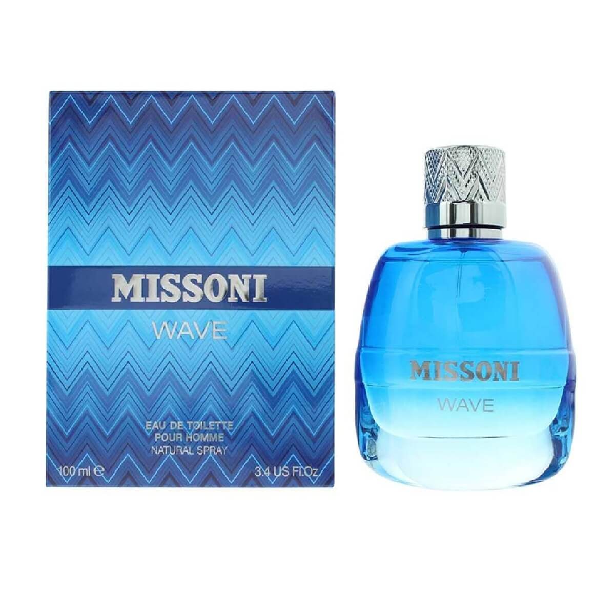 Missoni Wave perfume bottle and packaging on a white background