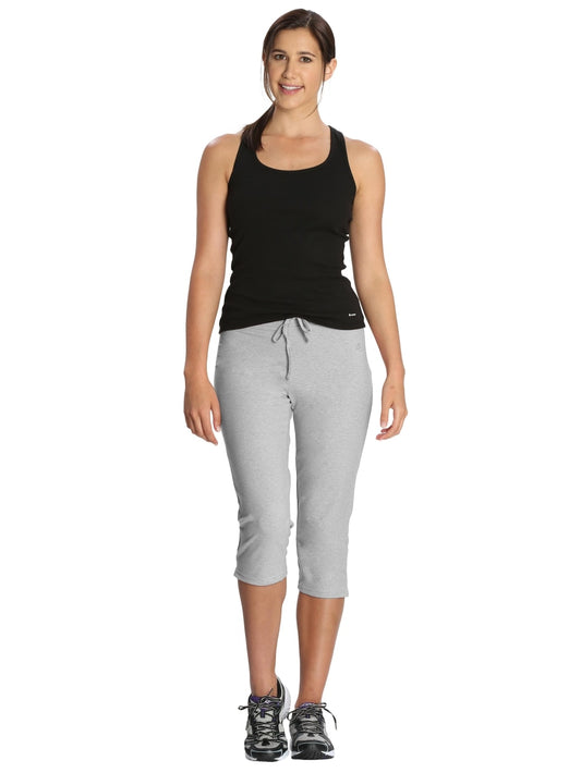 Jockey Grey Melange Capri Pants for Women #1300 [Old Fit]