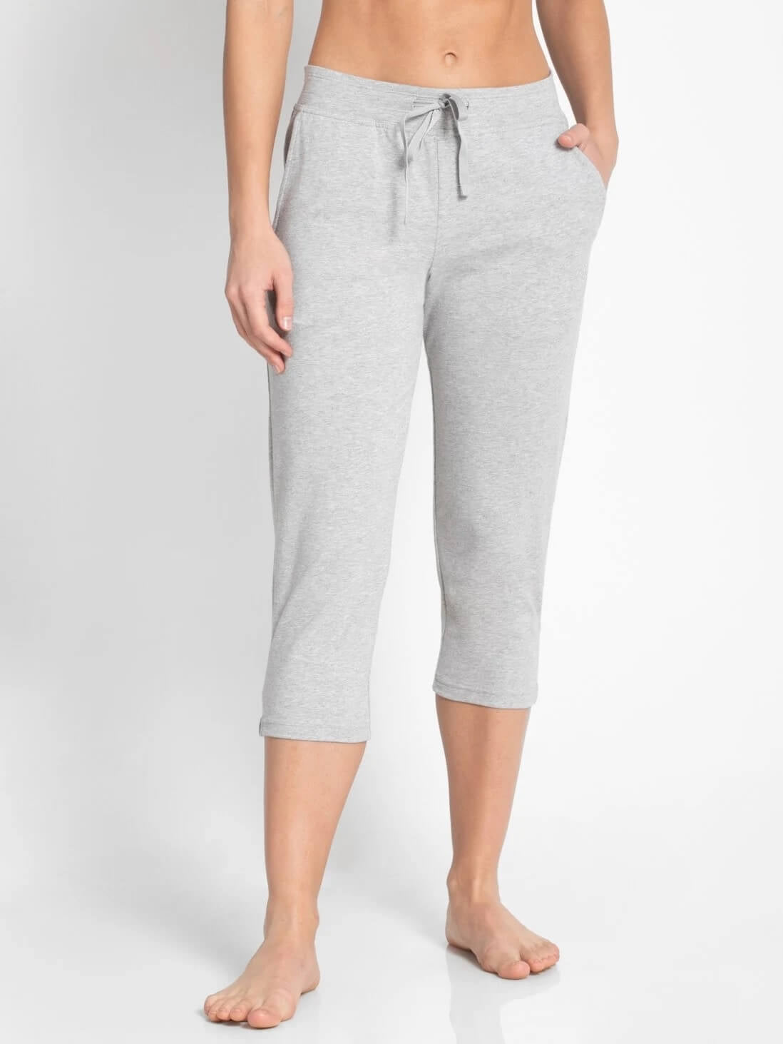 Jockey Grey Melange Capri Pants for Women #1300 [New Fit]