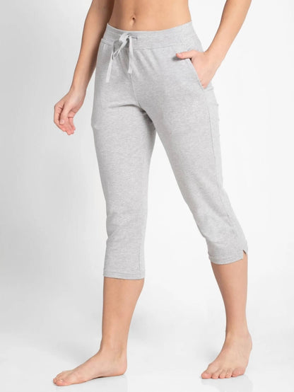 Jockey Grey Melange Capri Pants for Women #1300 [New Fit]