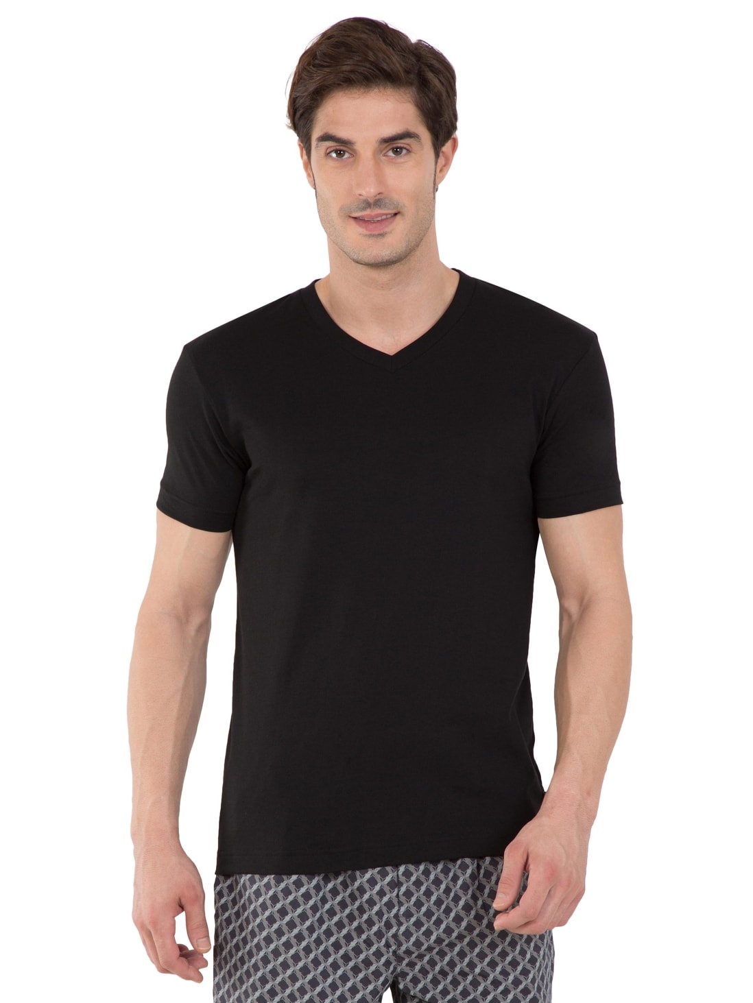 Jockey Black V-Neck T-Shirt for Men #2726