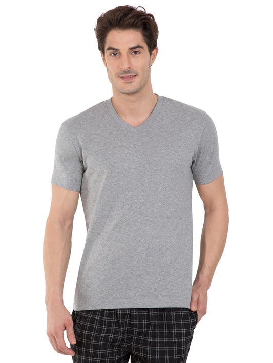 Jockey Grey Melange V-Neck T-Shirt for Men #2726