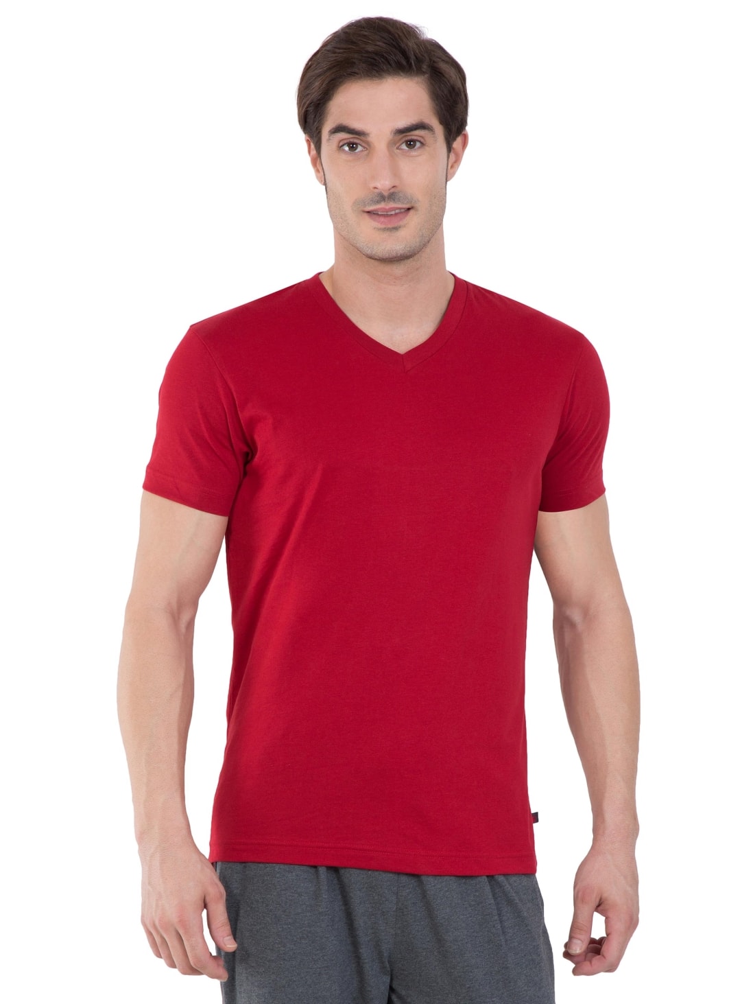 Jockey Shanghai Red V-Neck T-Shirt for Men #2726