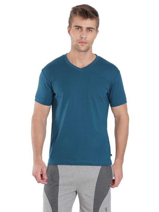 Jockey Seaport Teal V-Neck T-Shirt for Men #2726