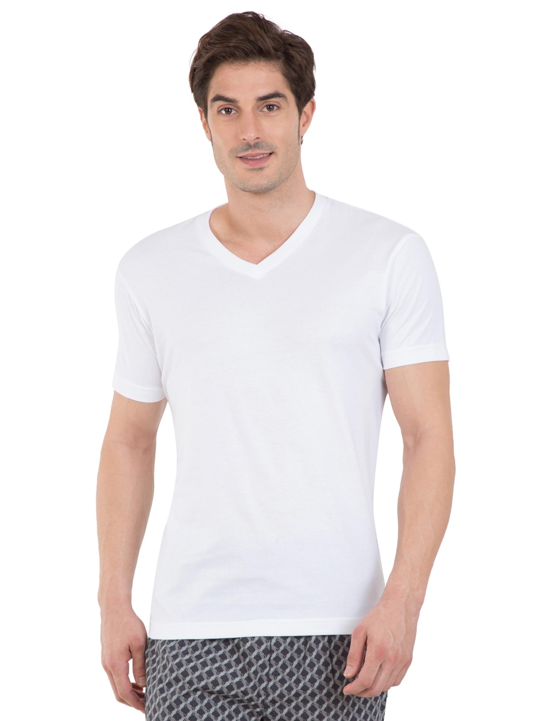 Jockey White V-Neck T-Shirt for Men #2726