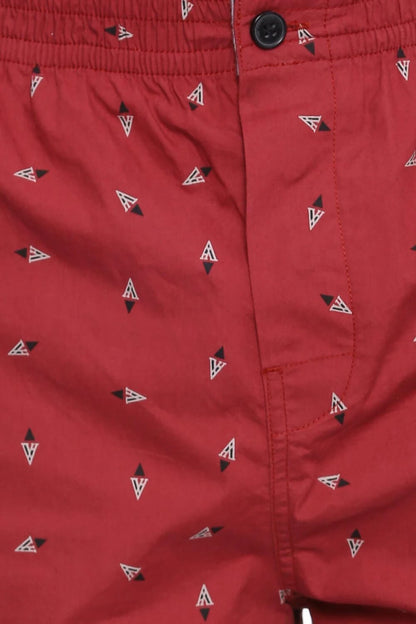 Van Heusen Red Print Shorts for Men #50061