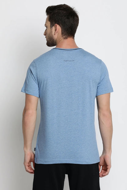 Van Heusen Sky Blue Melange Tshirt for Men #60021