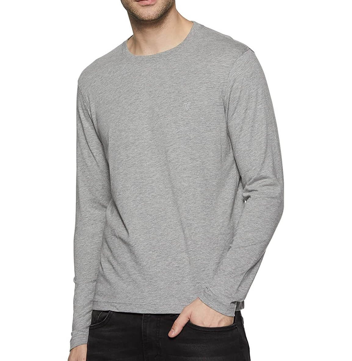 Van Heusen Grey Round Neck Full Sleeve T-Shirt for Men #60037