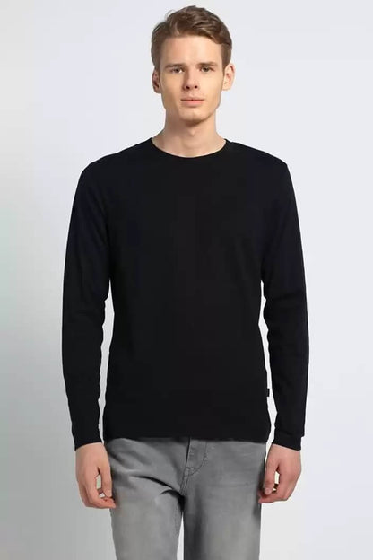 Van Heusen Black Round Neck Full Sleeve T-Shirt for Men #60078