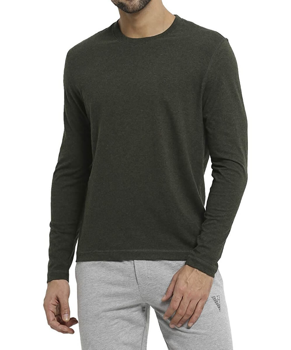 Van Heusen Green Round Neck Full Sleeve T-Shirt for Men #60078