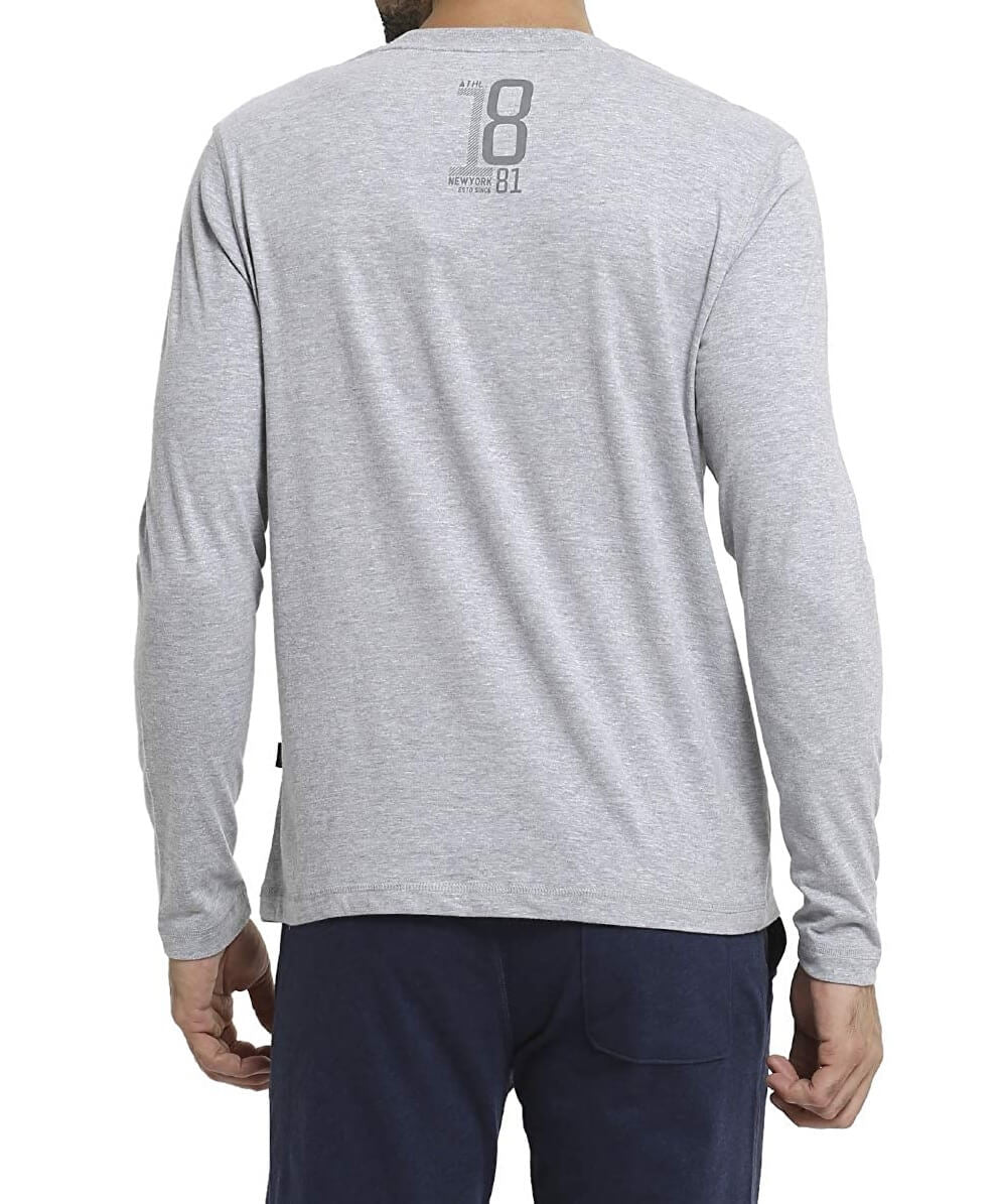 Van Heusen Grey Round Neck Full Sleeve T-Shirt for Men #60078