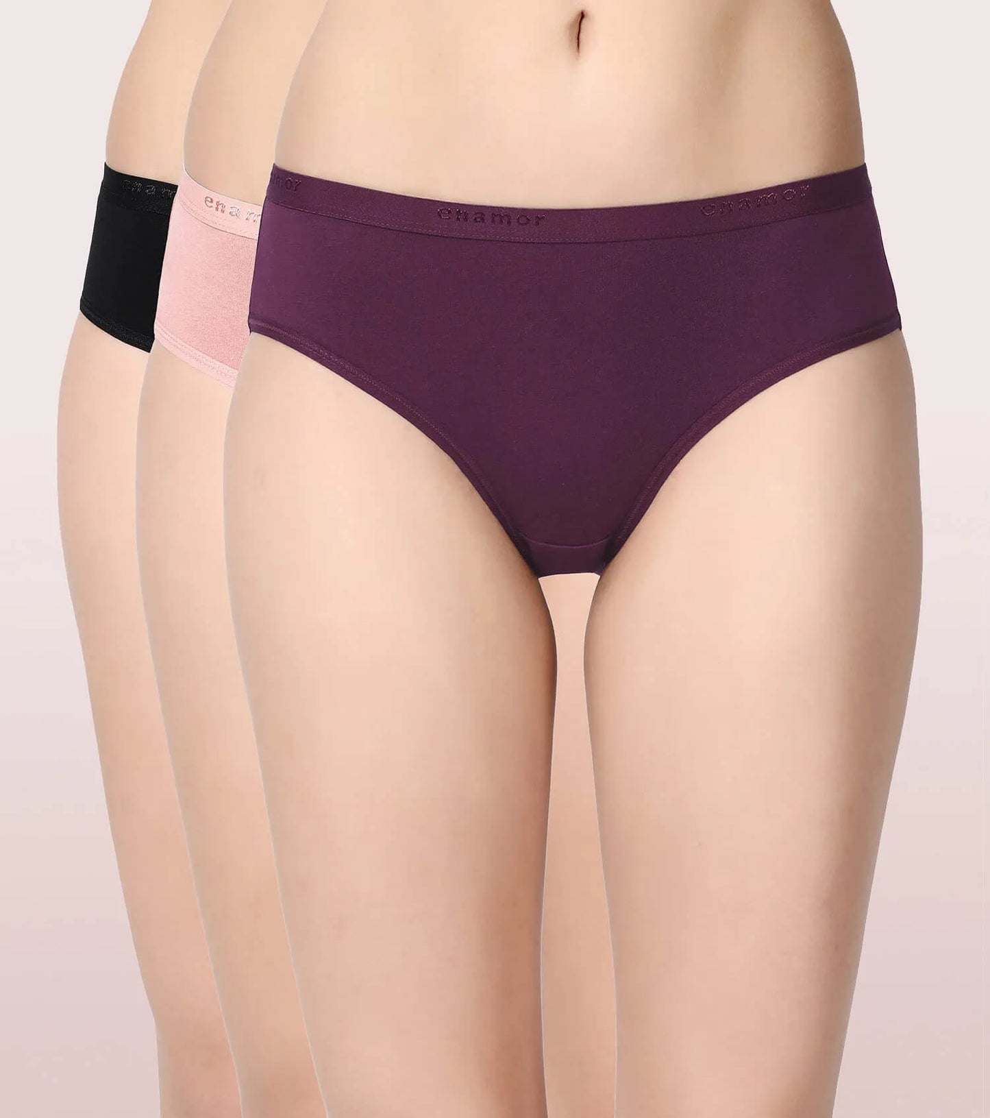 Enamor Assorted Mid Waist Panty #CR02 [Pack of 3]