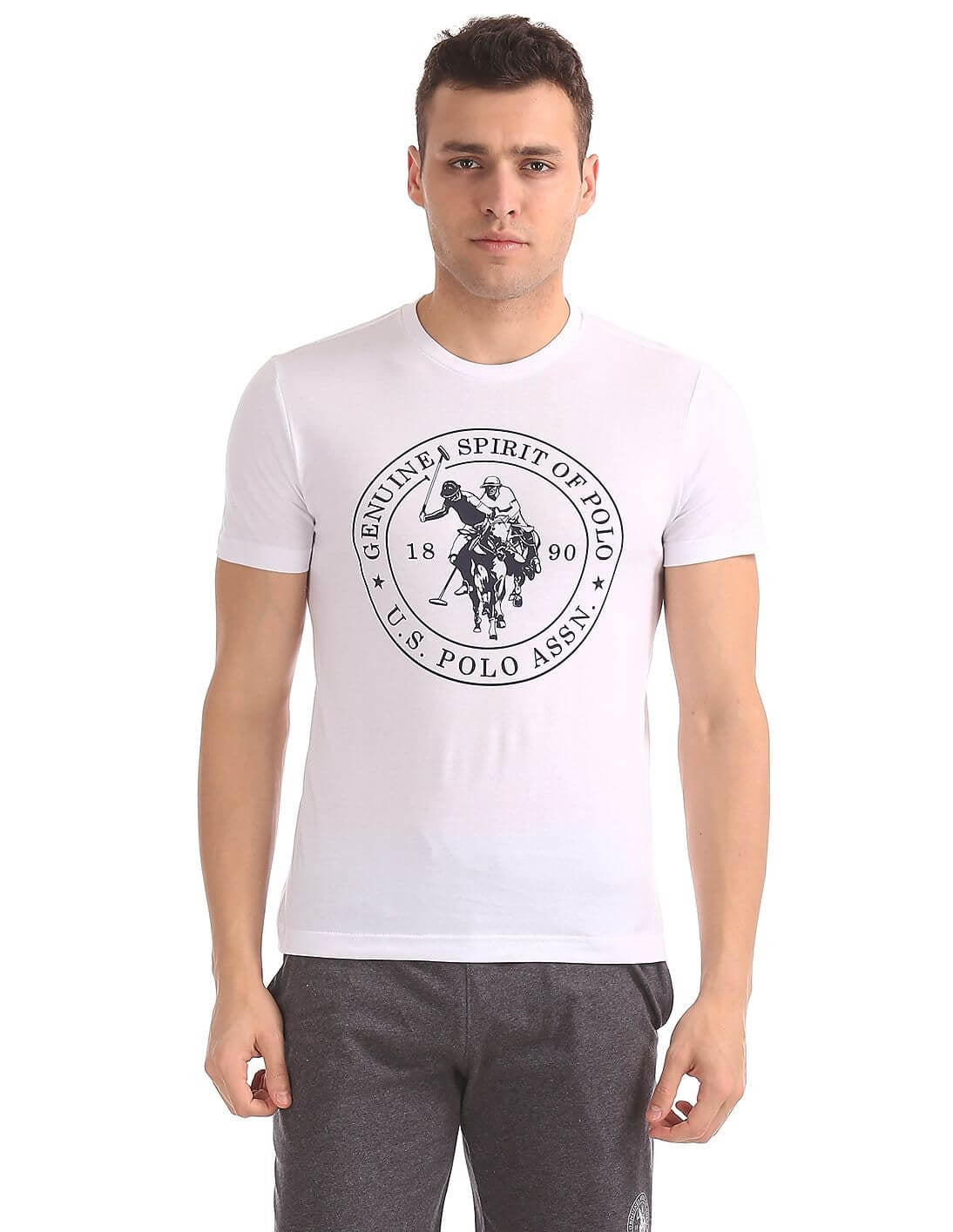 U S Polo Assn White Graphic Tshirt #I643