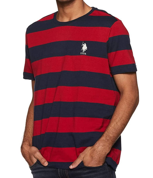 U S Polo Assn Red-Navy Stripe Tshirt #I688