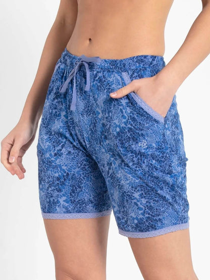 Jockey Blue Print Shorts for Women #RX10
