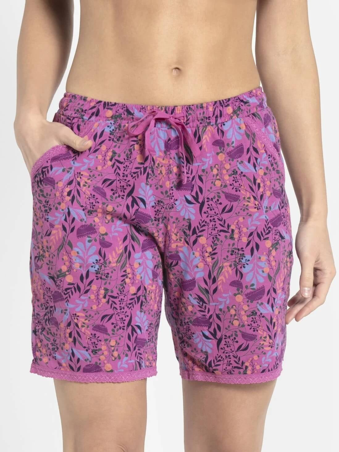 Jockey Lavender Print Shorts for Women #RX10